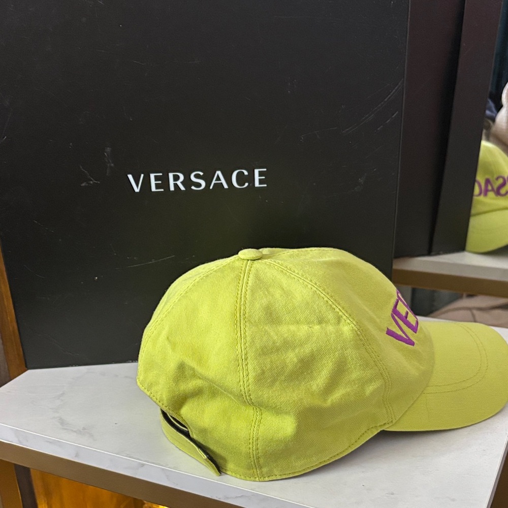 Versace Neon Green Cap with Purple Embroidery - Picture 3 of 5